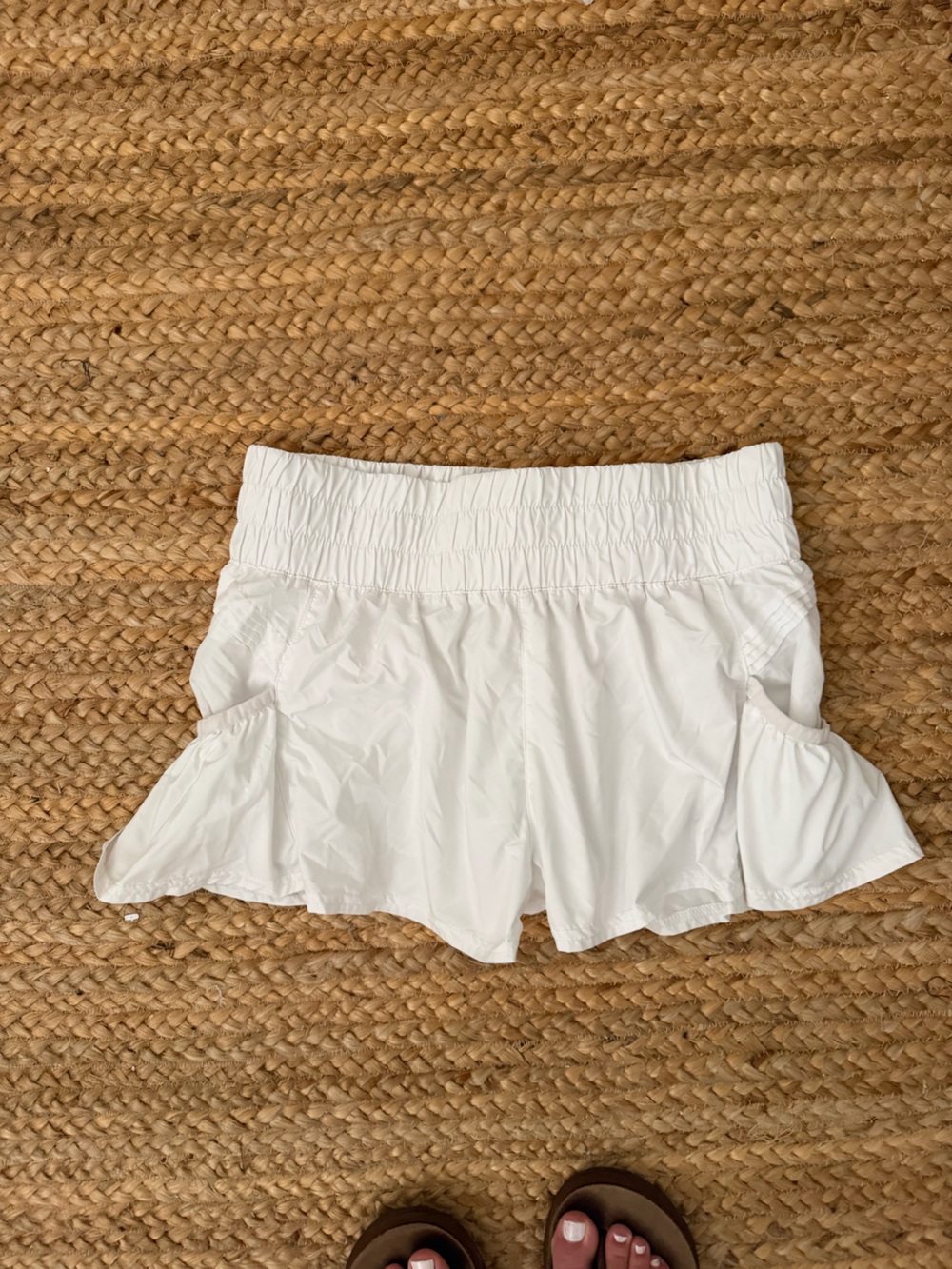 FP Movement by Free People White Athletic Ruffle Shorts